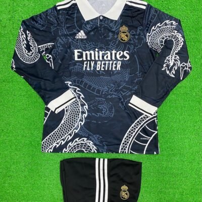 Real Madrid Polo Dragon Edition Full Sleeve (FC SET) (Black)