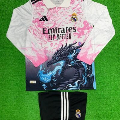 Real Madrid Polo Dragon Edition Full Sleeve (FC SET) (Pink)
