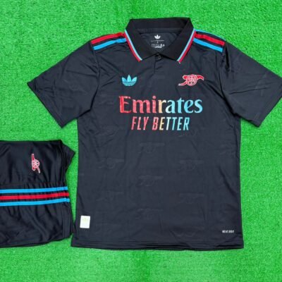 Arsenal Polo Edition Black Kit 25/26 (FC SET) (Light Blue-Red Collar)